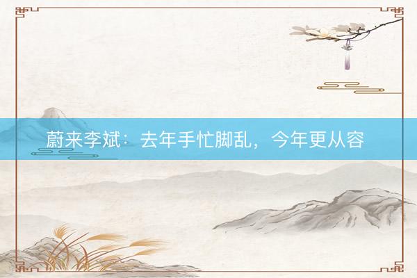 蔚来李斌：去年手忙脚乱，今年更从容 