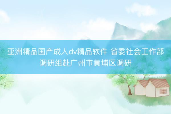 亚洲精品国产成人dv精品软件 省委社会工作部调研组赴广州市黄埔区调研