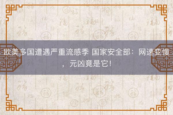 欧美多国遭遇严重流感季 国家安全部：网速变慢，元凶竟是它！