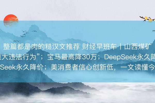 整篇都是肉的糙汉文推荐 财经早班车丨山西煤矿爆炸事故企业“有重大违法行为”;宝马最高降30万;DeepSeek永久降价;美消费者信心创新低,一文读懂今日财经大势