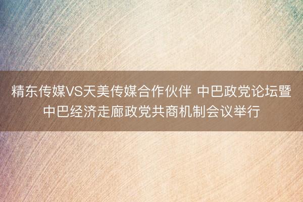 精东传媒VS天美传媒合作伙伴 中巴政党论坛暨中巴经济走廊政党共商机制会议举行