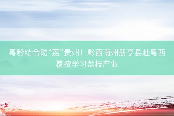 粤黔结合助“荔”贵州！黔西南州册亨县赴粤西覆按学习荔枝产业