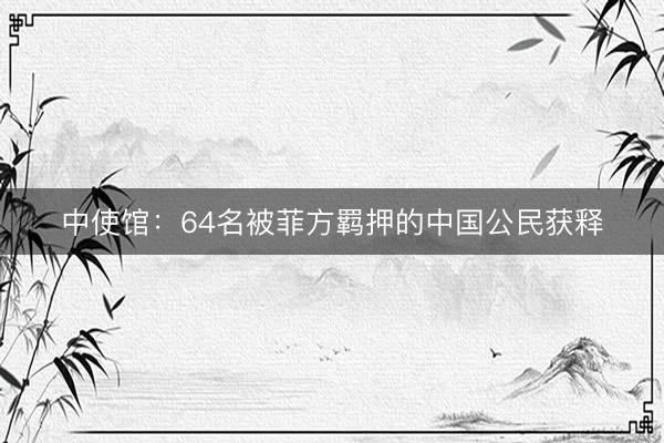 中使馆:64名被菲方羁押的中国公民获释