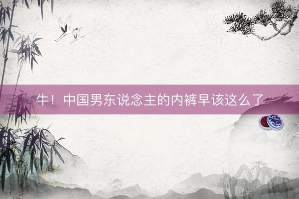 牛!中国男东说念主的内裤早该这么了