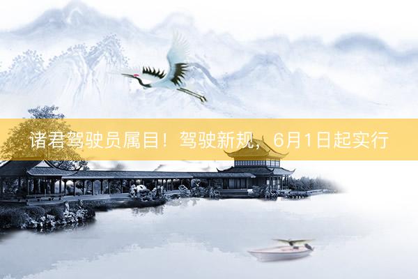 诸君驾驶员属目！驾驶新规，6月1日起实行