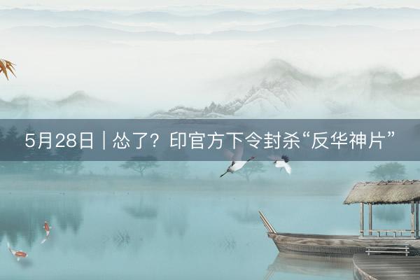 5月28日 | 怂了？印官方下令封杀“反华神片”