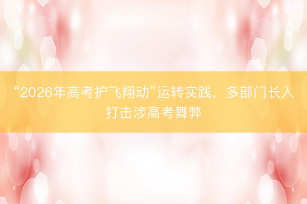 “2026年高考护飞翔动”运转实践，多部门长入打击涉高考舞弊