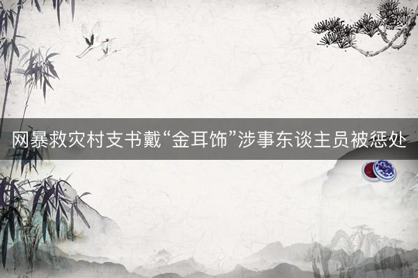 网暴救灾村支书戴“金耳饰”涉事东谈主员被惩处
