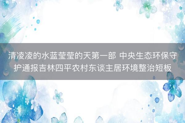 清凌凌的水蓝莹莹的天第一部 中央生态环保守护通报吉林四平农村东谈主居环境整治短板