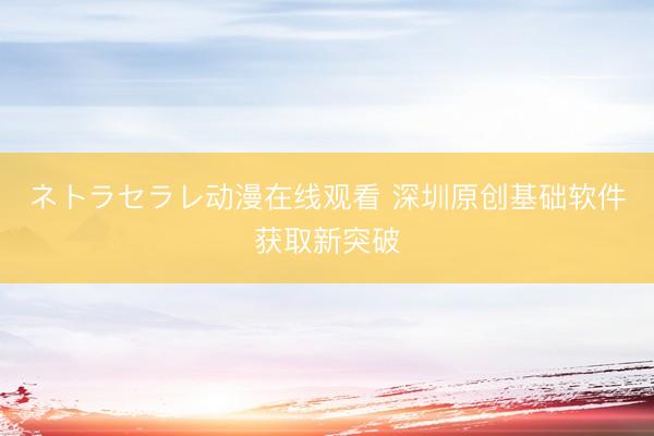 ネトラセラレ动漫在线观看 深圳原创基础软件获取新突破