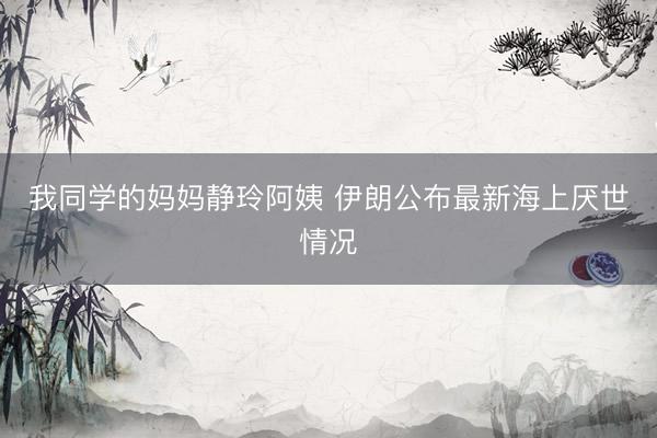 我同学的妈妈静玲阿姨 伊朗公布最新海上厌世情况