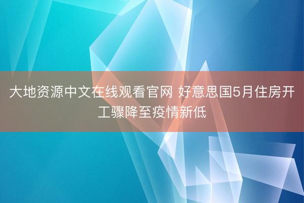 大地资源中文在线观看官网 好意思国5月住房开工骤降至疫情新低